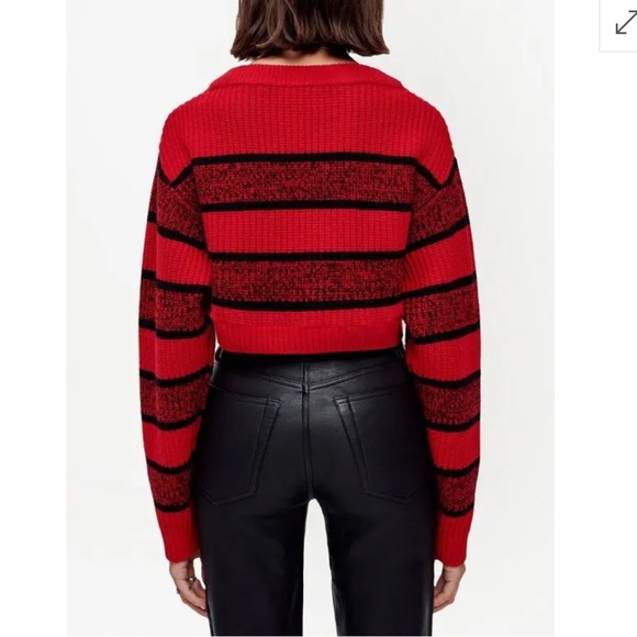 RE/DONE Cropped Striped sweater Red Black ribbed knit wool $395 M - Picture 5 of 9